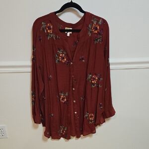 Fig and Flower Rust Floral Blouse